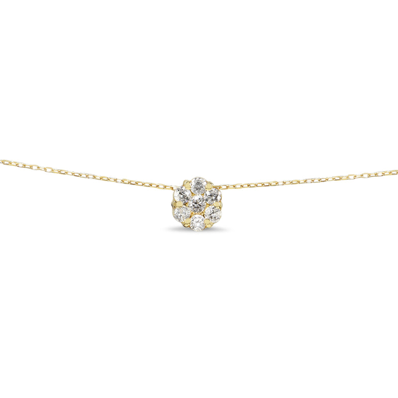 18ct Yellow Gold DIamond Cluster Necklace