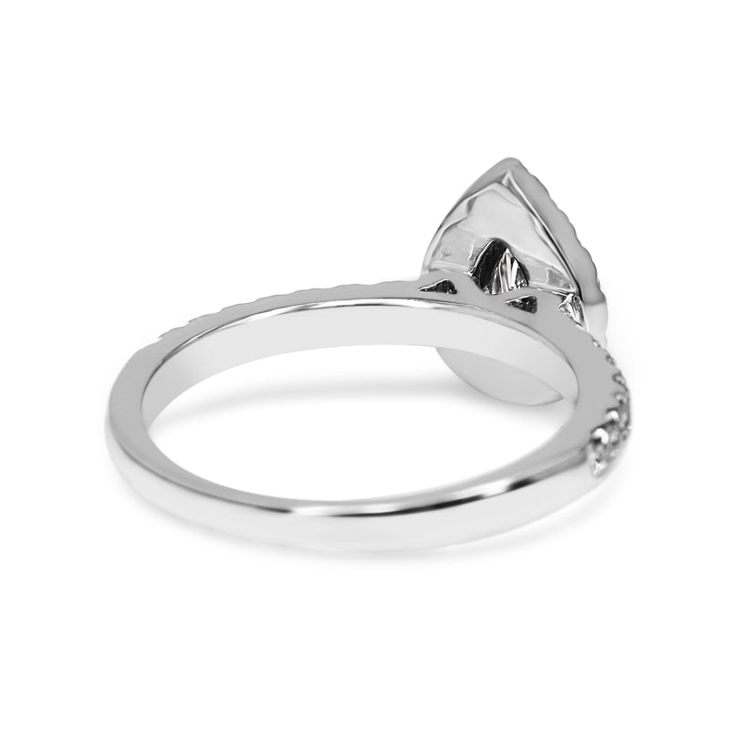 18ct White Gold Pear Shaped Diamond Halo Ring