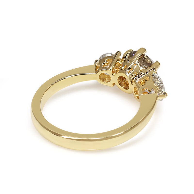 18ct Yellow Gold Champagne Diamond 3 Stone Ring