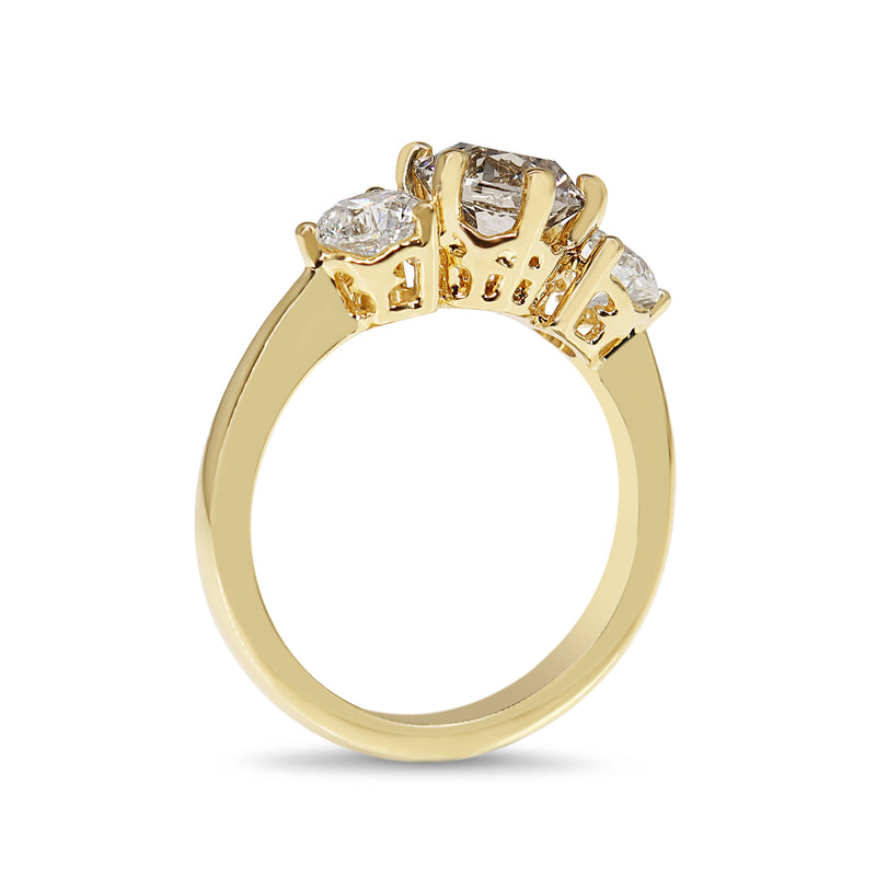 18ct Yellow Gold Champagne Diamond 3 Stone Ring