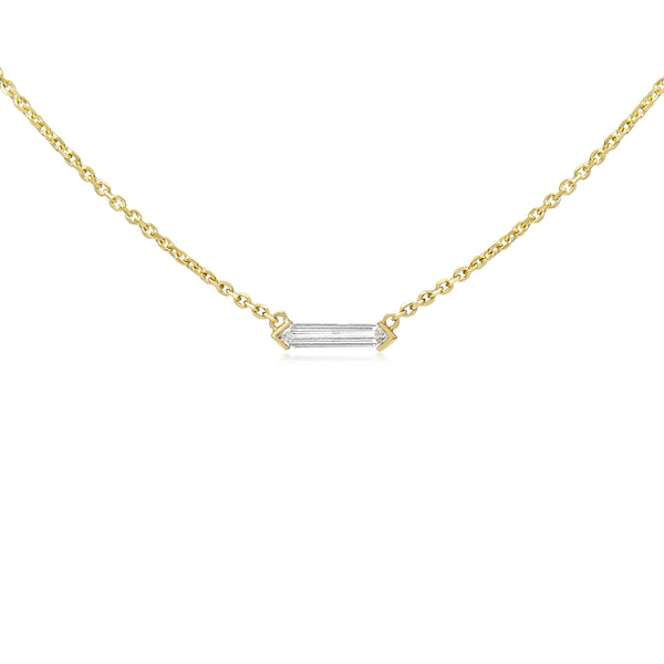 18ct Yellow Gold Bullet Diamond Solitaire Necklace