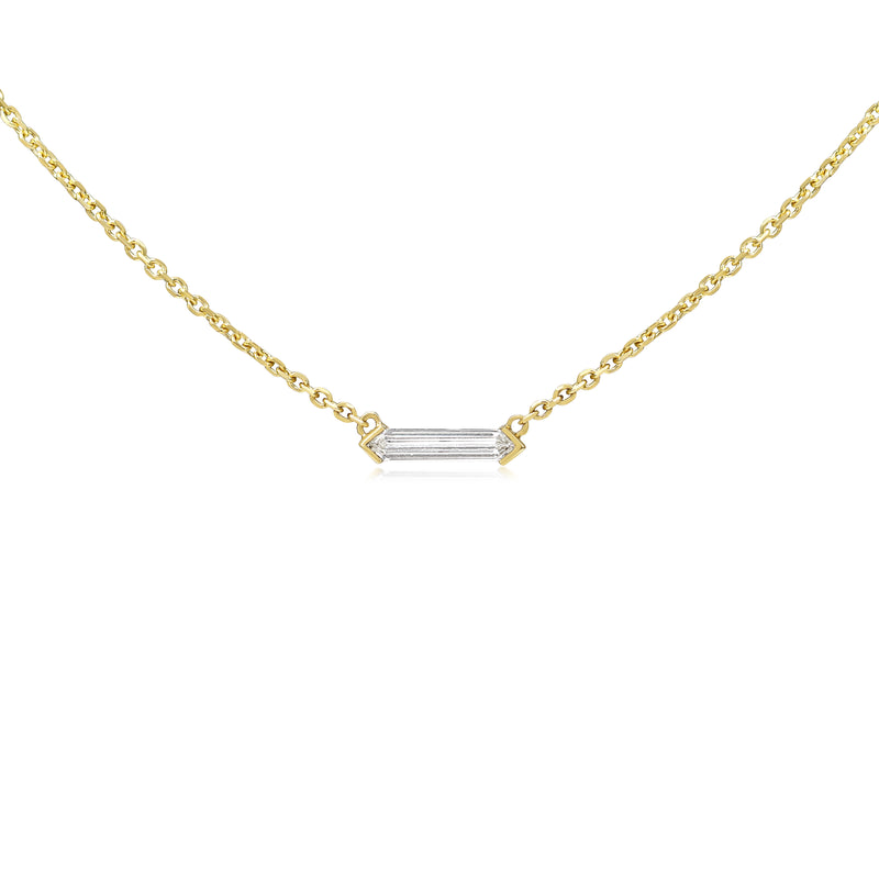 18ct Yellow Gold Bullet Diamond Solitaire Necklace