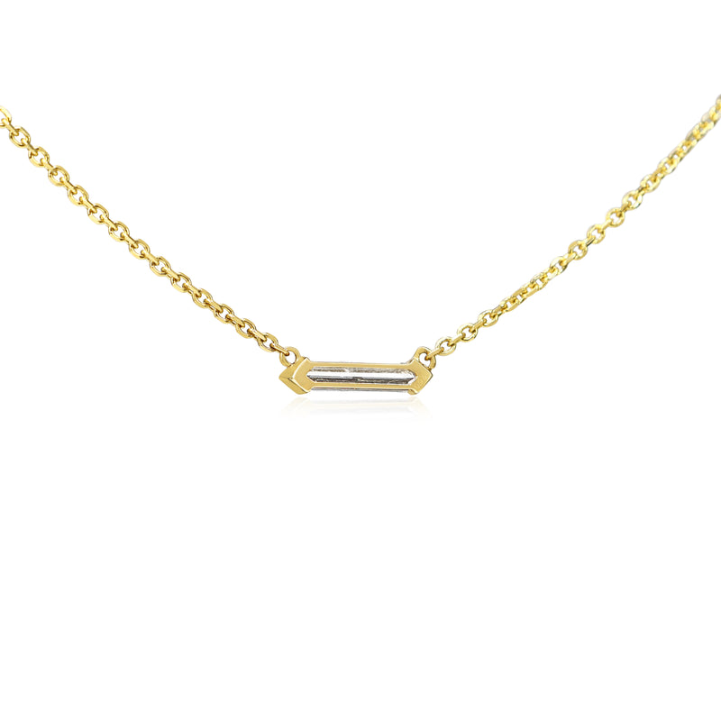 18ct Yellow Gold Bullet Diamond Solitaire Necklace