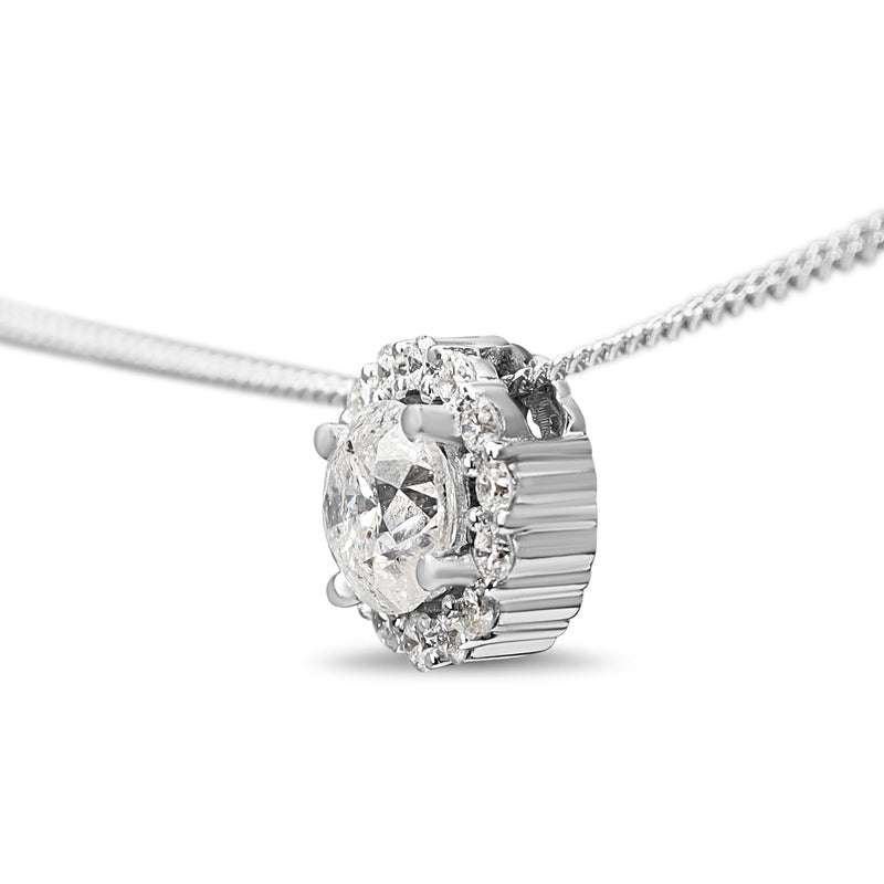 18ct White Gold Brilliant Cut Diamond Halo Necklace