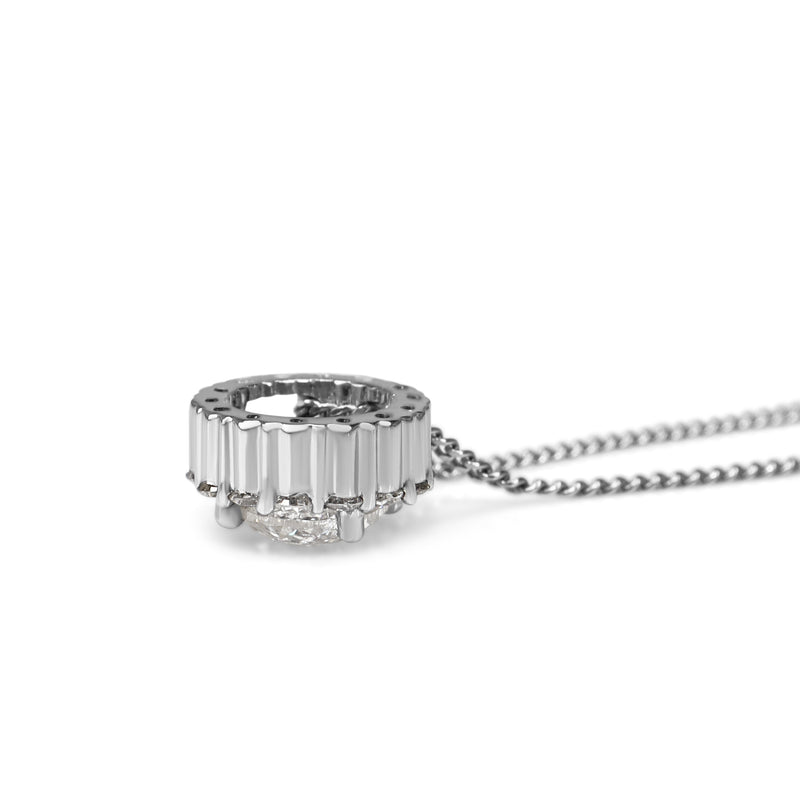 18ct White Gold Brilliant Cut Diamond Halo Necklace