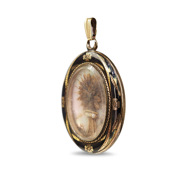 14ct Yellow Gold Antique Enamel Pendant