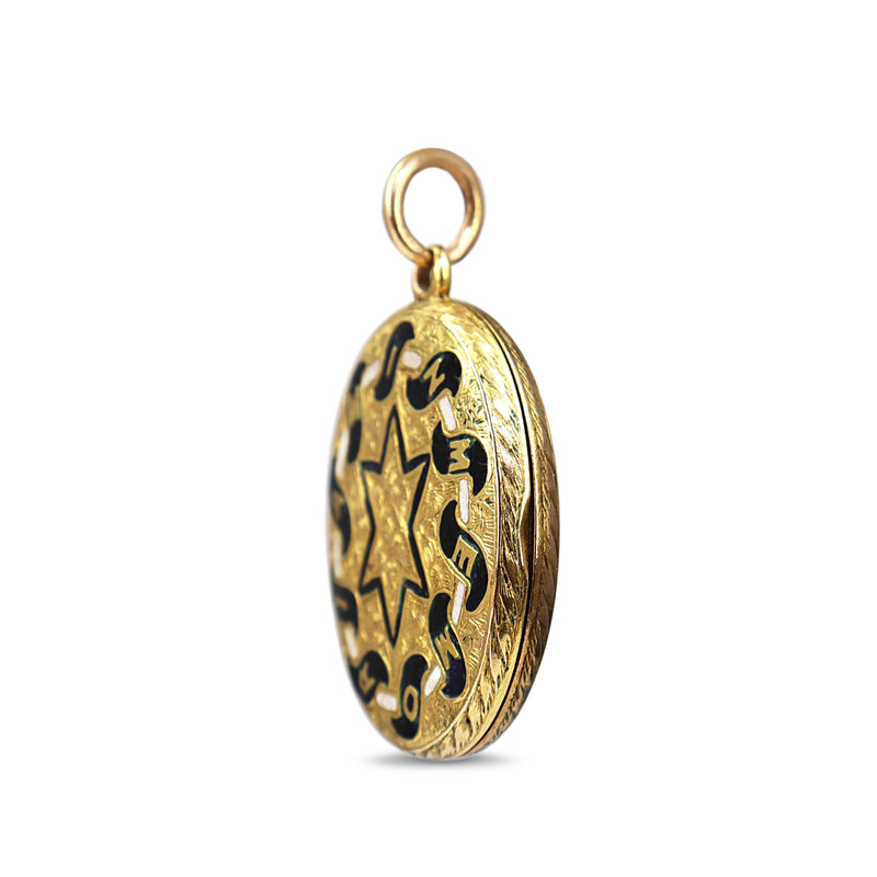 9ct Yellow Gold Antique 'In Memoriam' Victorian Mourning Locket With Enamel