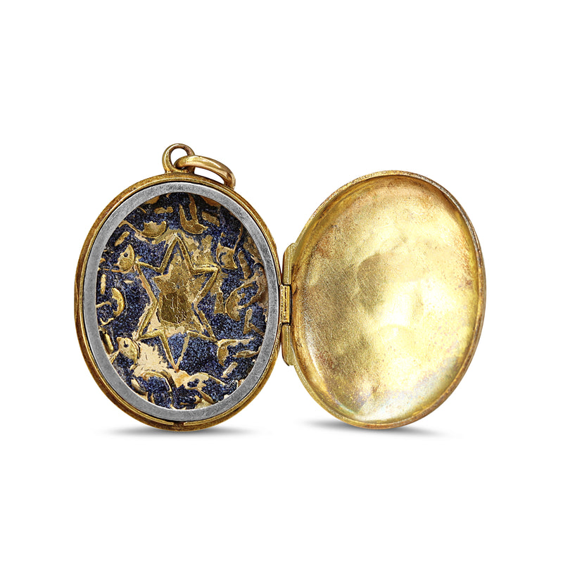9ct Yellow Gold Antique 'In Memoriam' Victorian Mourning Locket With Enamel