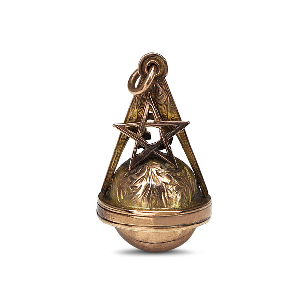 9ct Yellow Gold Antique Masonic Compass Charm / Pendant