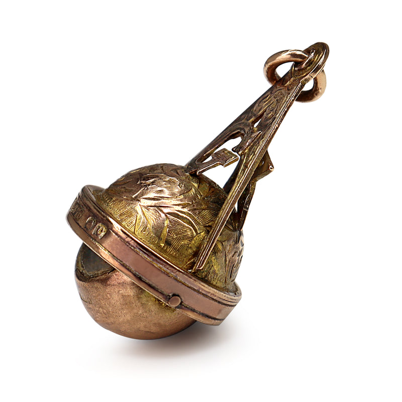 9ct Yellow Gold Antique Masonic Compass Charm / Pendant