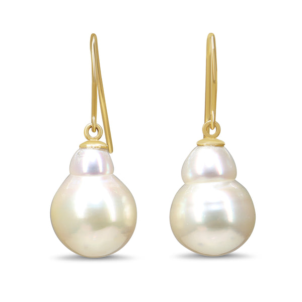 9ct Yellow Gold 11.8mm Baroque Pearl Earrings