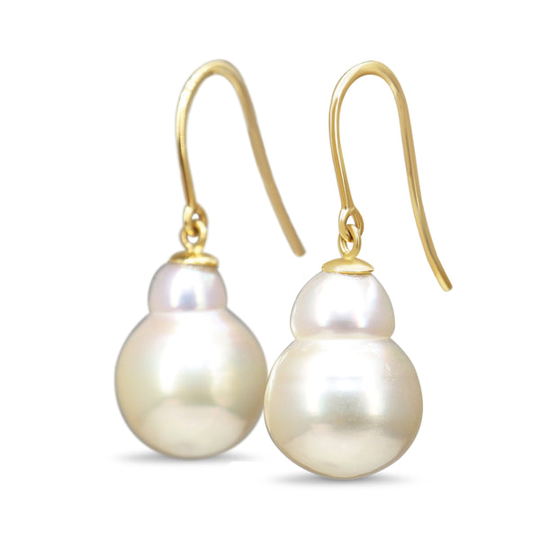 9ct Yellow Gold 11.8mm Baroque Pearl Earrings