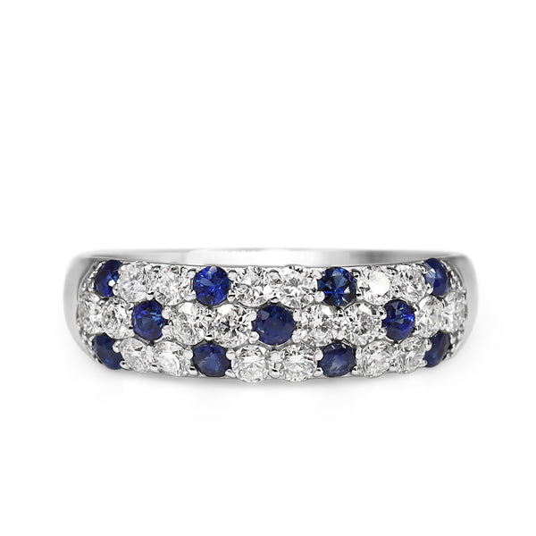 Platinum Sapphire and Diamond Pavé Band Ring