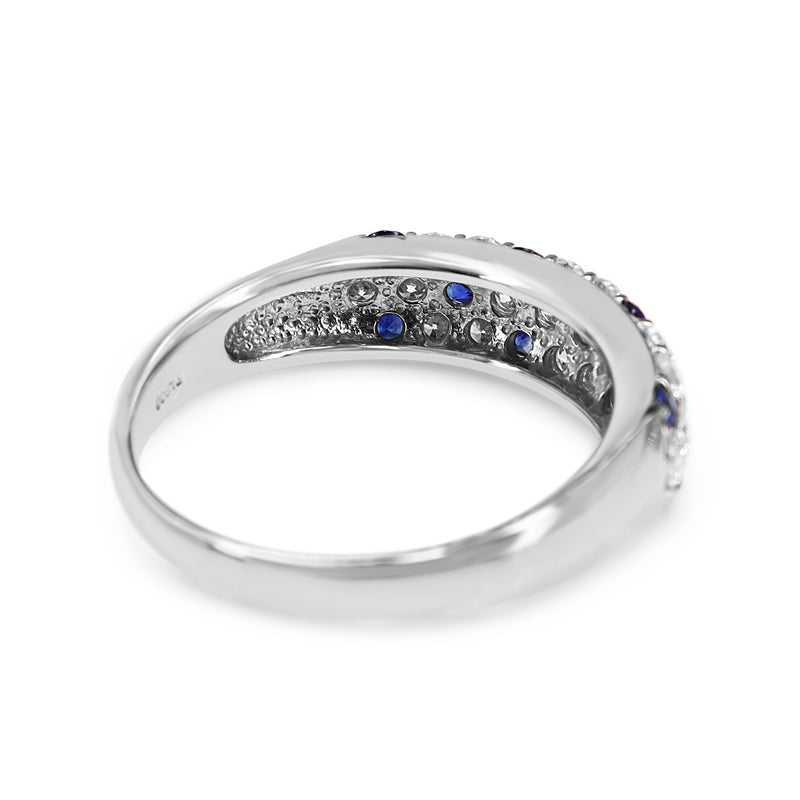 Platinum Sapphire and Diamond Pavé Band Ring