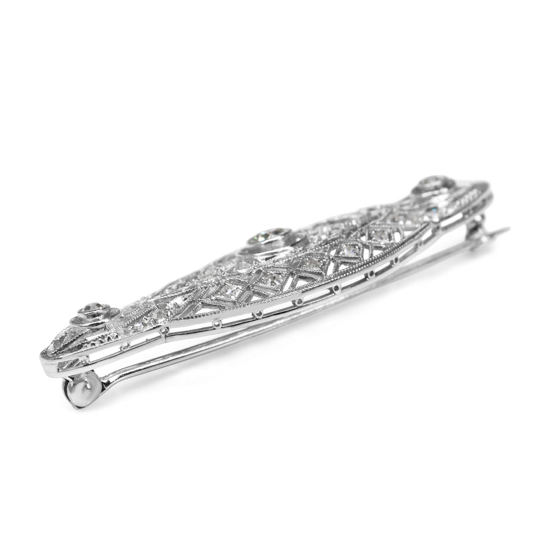 Platinum Art Deco Old Cut Diamond Brooch