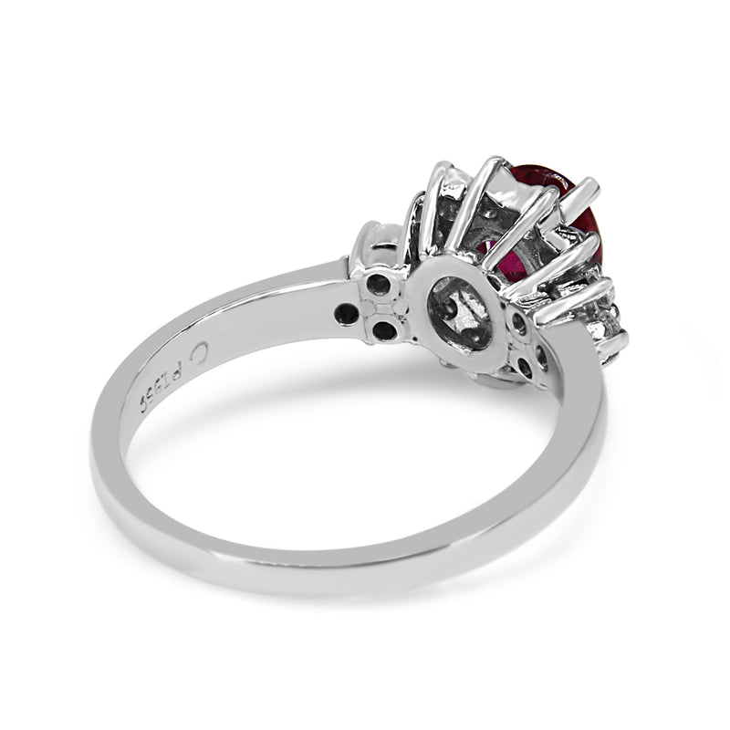 Platinum Ruby and Diamond Cluster Ring