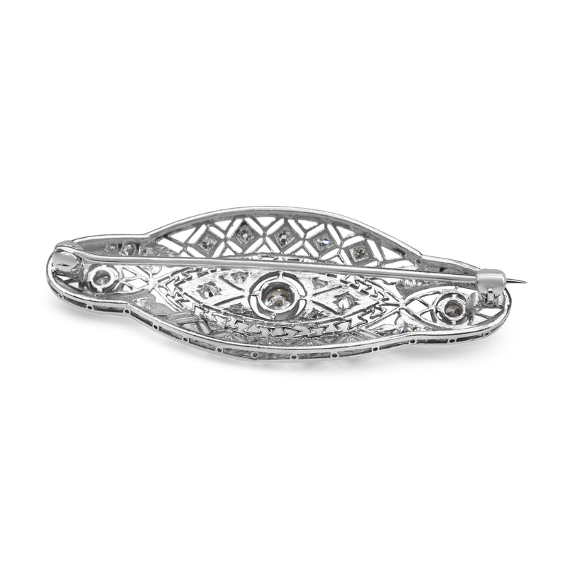 Platinum Art Deco Old Cut Diamond Brooch