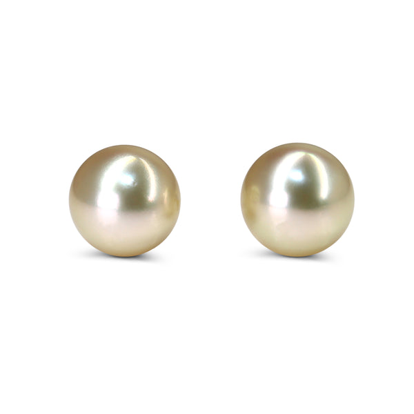 18ct Yellow Gold Golden 10.7mm South Sea Pearl Stud Earrings