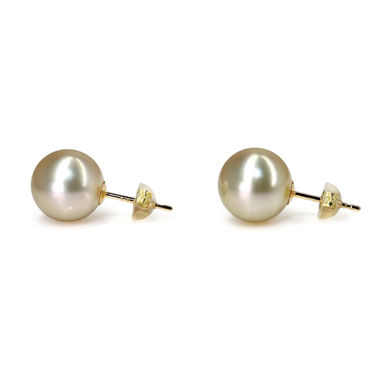 18ct Yellow Gold Golden 10.7mm South Sea Pearl Stud Earrings