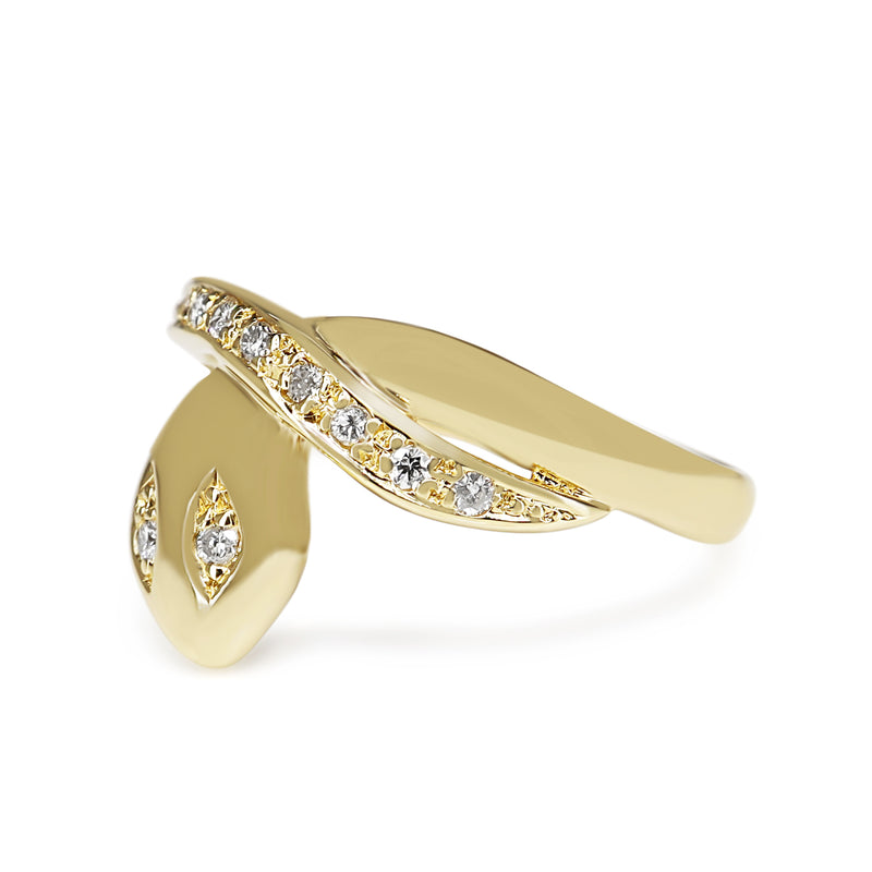 18ct Yellow Gold Diamond Snake Ring