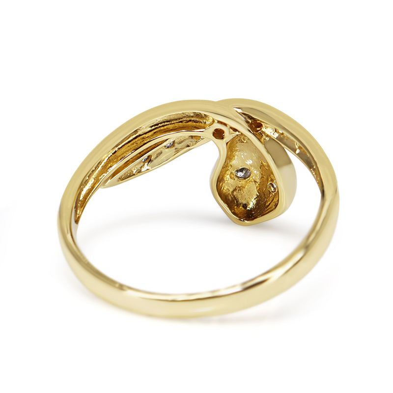 18ct Yellow Gold Diamond Snake Ring