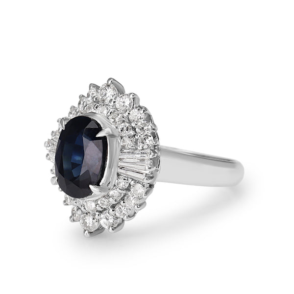 Platinum Sapphire and Diamond Ballerina Style Ring
