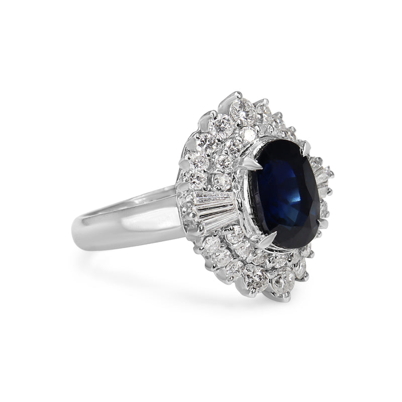 Platinum Sapphire and Diamond Ballerina Style Ring