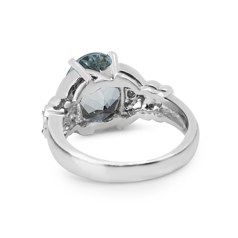 Platinum Aquamarine and Diamond Ring