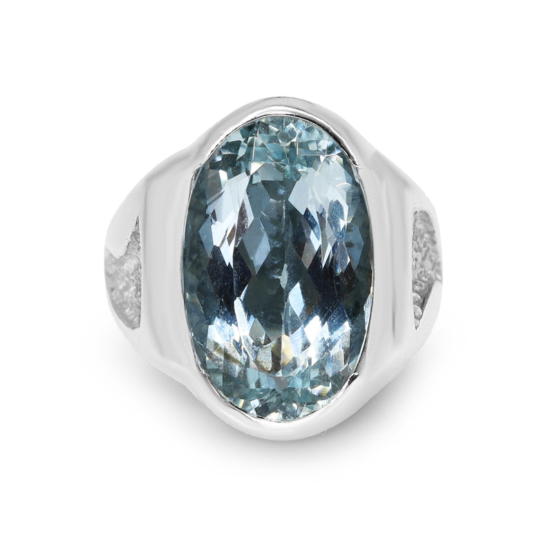 14ct White Gold Aquamarine Cocktail Ring