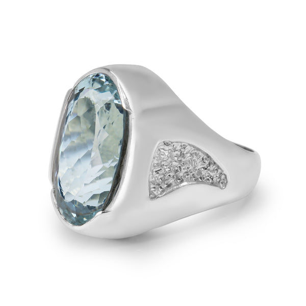 14ct White Gold Aquamarine Cocktail Ring