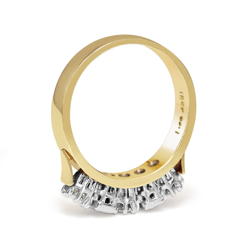 18ct Yellow and White Gold Baguette and Brilliant Cut Diamond Band Ring