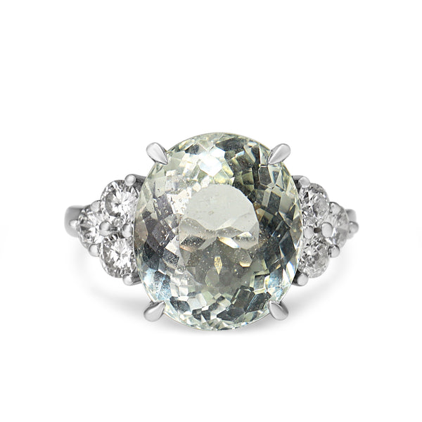 18ct White Gold Aquamarine and Diamond Ring