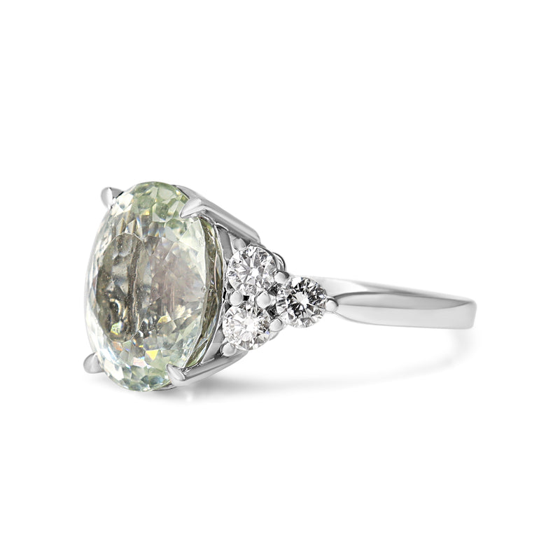 18ct White Gold Aquamarine and Diamond Ring