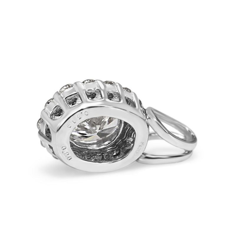 Platinum Oval Diamond Halo Necklace