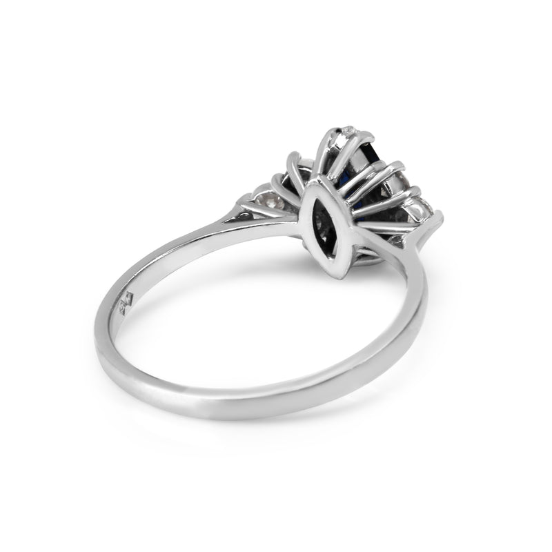 18ct White Gold Marquise Sapphire and Diamond Ring