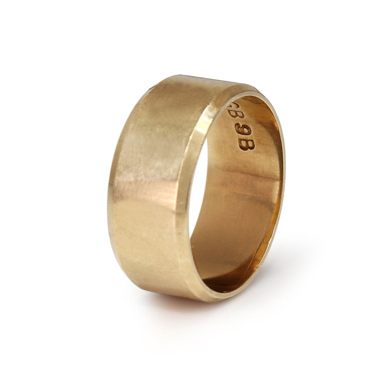 9ct Yellow Gold Wide Band Cigar Style Ring