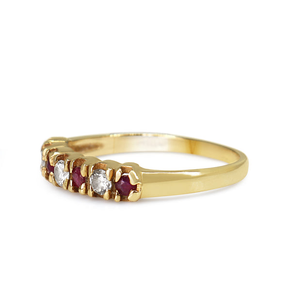 9ct Yellow Gold Ruby and Diamond Band Ring