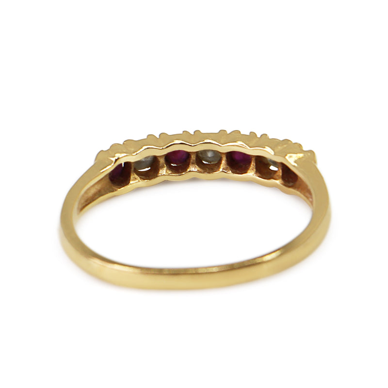 9ct Yellow Gold Ruby and Diamond Band Ring