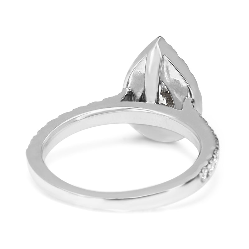 18ct White Gold Pear Halo Diamond Ring