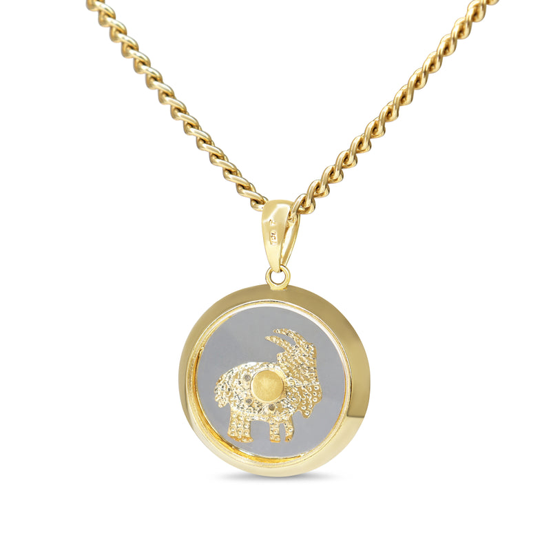 18ct Yellow Gold Capricorn Star Sign Diamond Swivel Pendant on 9ct Yellow Gold Chain