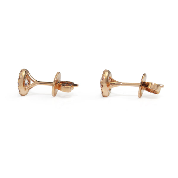 18ct Rose Gold Diamond Halo Stud Earrings