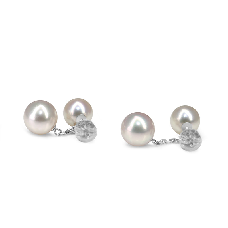 14ct White Gold 8 - 9mm Drop Akoya Pearl Earrings