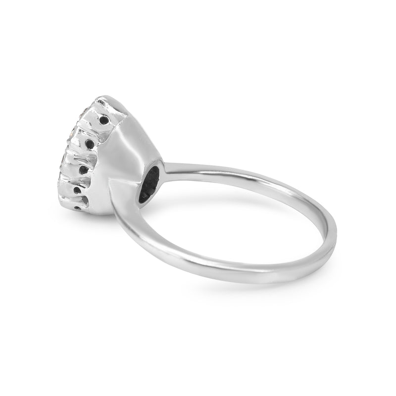 Platinum Ruby and Single Cut Diamond Halo Ring