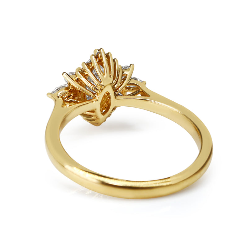 18ct Yellow Gold Marquise Diamond Halo Ring