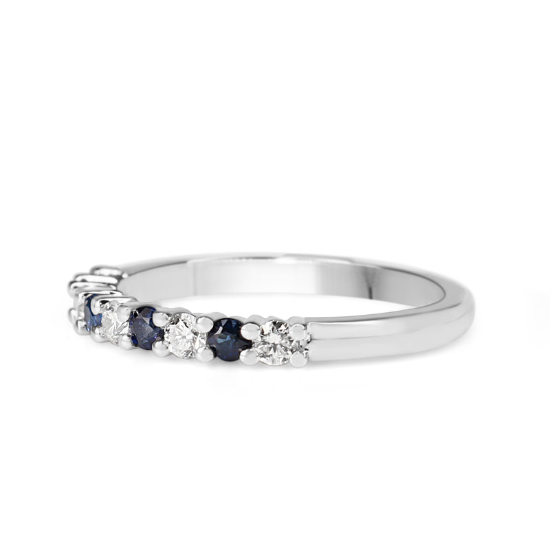 18ct White Gold Sapphire and Diamond Band Ring