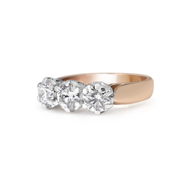 18ct Rose and White Gold 3 Stone Diamond Ring