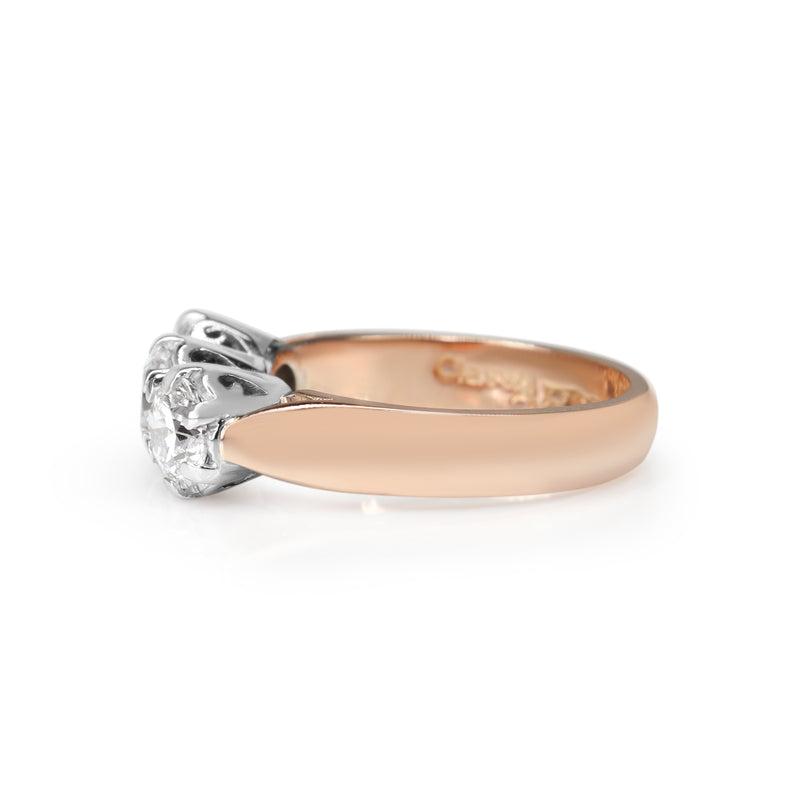 18ct Rose and White Gold 3 Stone Diamond Ring