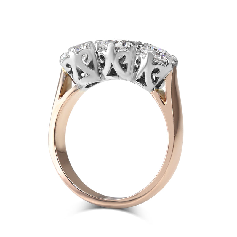 18ct Rose and White Gold 3 Stone Diamond Ring