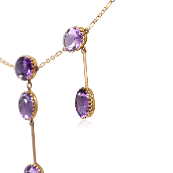 9ct Rose / Old Gold Antique Amethyst Victorian Necklace