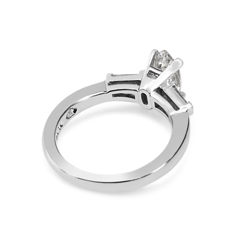 Platinum Marquise and Baguette Diamond Ring
